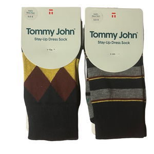Tommy John 2 Pairs Of Kids Stay Up Dress Socks Navy Stripes Shoe Size 3.5 - 5